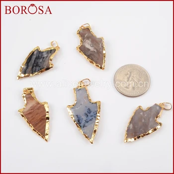 BOROSA New Arrowhead Gold Color Rough Natural Stone Gems Charms Connector Double Bails for Necklace DIY Jewelry G1392
BOROSA New Arrowhead Gold Color Rough Natural Stone Gems Charms Connector Double Bails for Necklace DIY Jewelry G1392