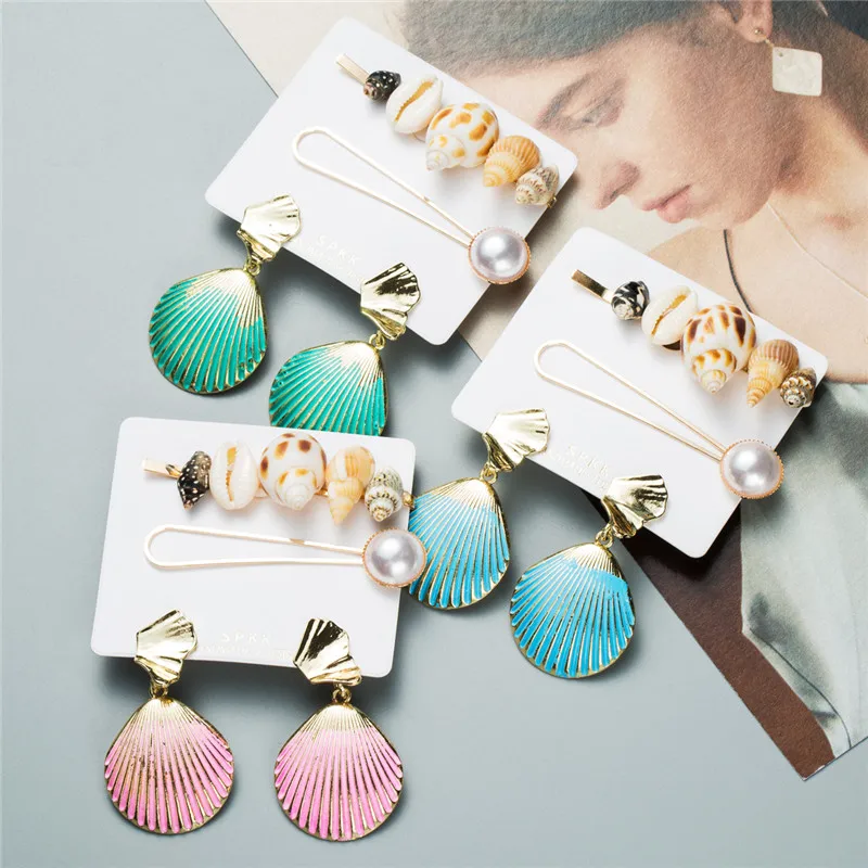 Bohemia Colorful Shell Conch Hairpins Earring Set Imitiation Pearl Hair Clip Summer Beach Hair Accessories Headwear Jewelry
Bohemia Colorful Shell Conch Hairpins Earring Set Imitiation Pearl Hair Clip Summer Beach Hair Accessories Headwear Jewelry
