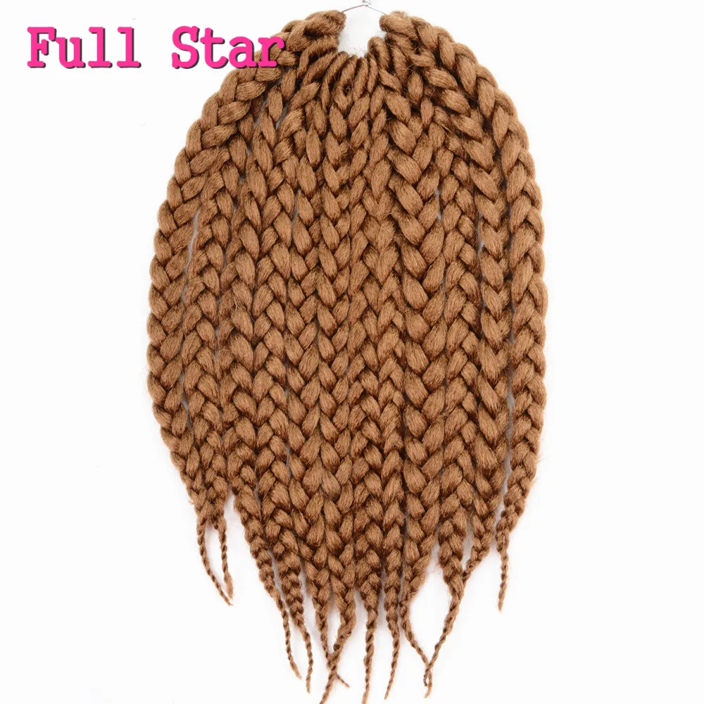 

Full Star 12" 18" 22" 80g 12Root 3S Crochet Box Braids Synthetic Hair Extensions Pure black bug brown hair 1 pack/lot for Women