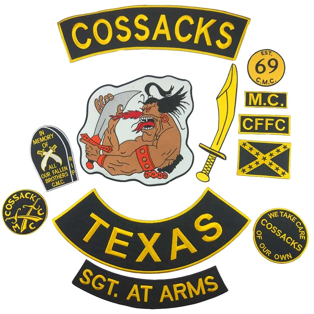 12 шт./комплект казаки TEXAS MC Patches с железными нашивками байкерские нашивки куртка