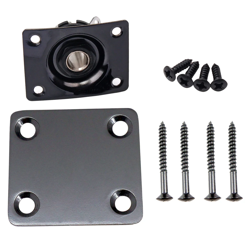 6.35mm 1/4'' Jack Plate Socket & Electric Guitar Neck Plate for for Strat Tele LP SG Guitars