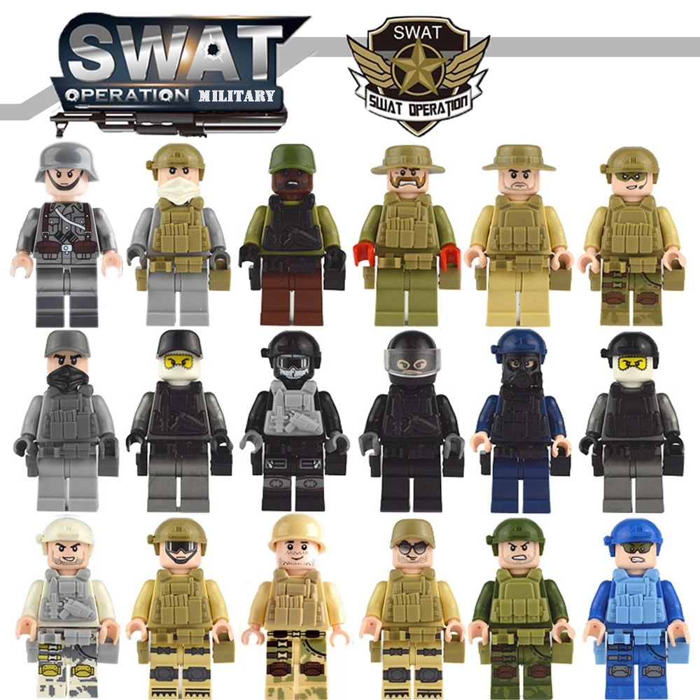 LegoINGlys Military Figure Building Blocks Set ww2 SWAT Army Soldier City Police Weapon Mini Bricks Compatible Toys For Children
LegoINGlys Military Figure Building Blocks Set ww2 SWAT Army Soldier City Police Weapon Mini Bricks Compatible Toys For Children