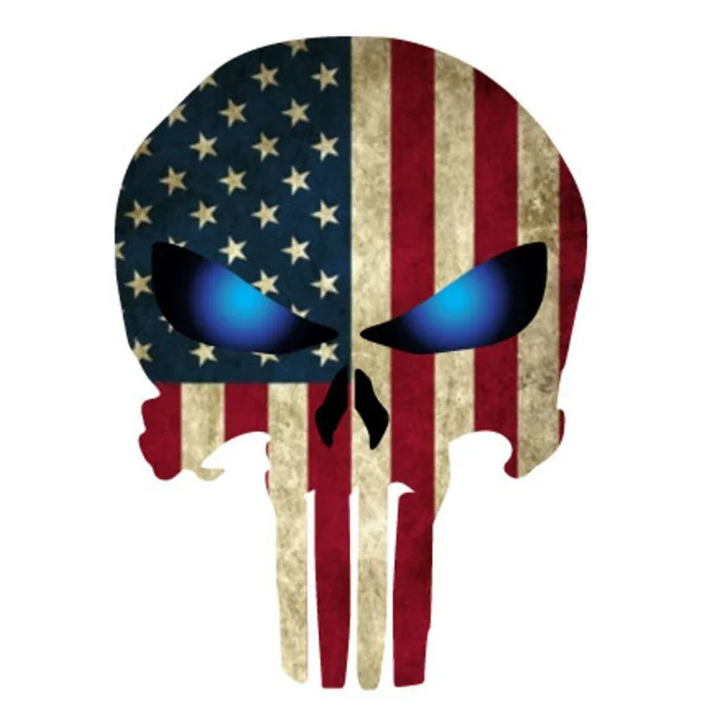 9.3CMX13CM Punisher with American Flag and Glowing Eyes Reflective Car Sticker C1-6013
9.3CMX13CM Punisher with American Flag and Glowing Eyes Reflective Car Sticker C1-6013