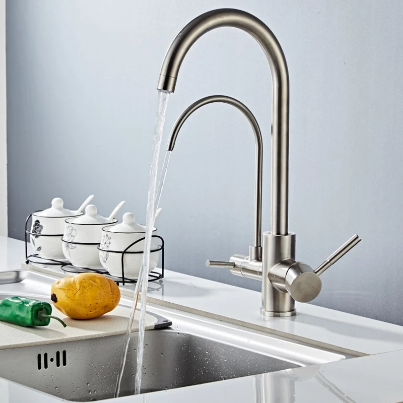 304 Stainless Steel Filter Kitchen Faucets Deck Mounted Mixer Tap 360 Rotation with Water Purification Features Mixer Tap Crane
304 Stainless Steel Filter Kitchen Faucets Deck Mounted Mixer Tap 360 Rotation with Water Purification Features Mixer Tap Crane