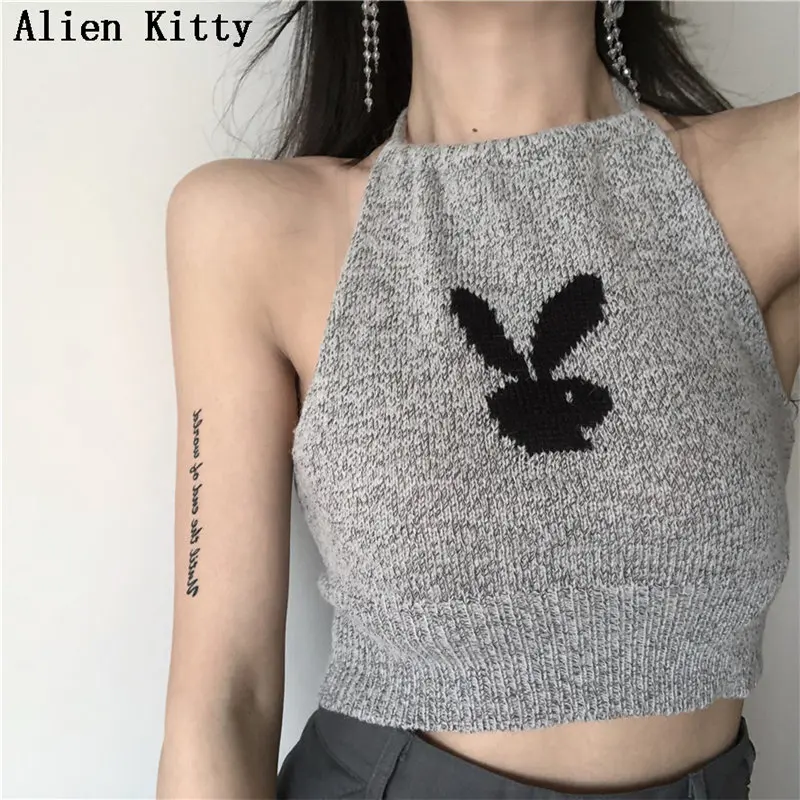 Alien Kitty Hot Vintage Vest Casual Cartoon Rabbits Bare Back Female Soft 2019 Summer Sexy Slim Knitted Basic Tank Top 3 Colors
Alien Kitty Hot Vintage Vest Casual Cartoon Rabbits Bare Back Female Soft 2019 Summer Sexy Slim Knitted Basic Tank Top 3 Colors