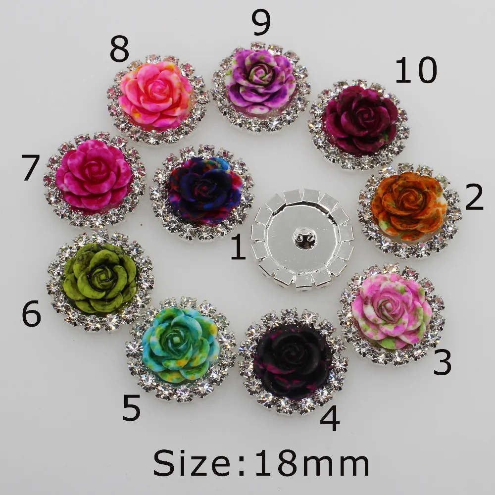 2018 New 10pc 18MM round Multi color Roses Resin Rhinestone button shank clothing buttons silver base craft supplies decorate
2018 New 10pc 18MM round Multi color Roses Resin Rhinestone button shank clothing buttons silver base craft supplies decorate