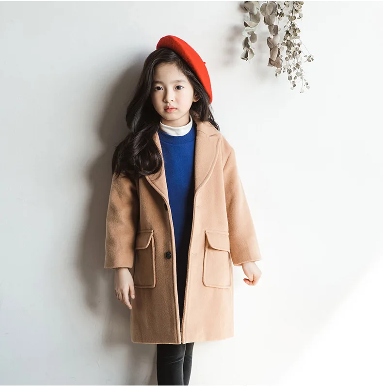 woolen big girls clothes autumn Korean trench coats kids long toddler winter coat children clothing 2018 new arrive outwears top (7)