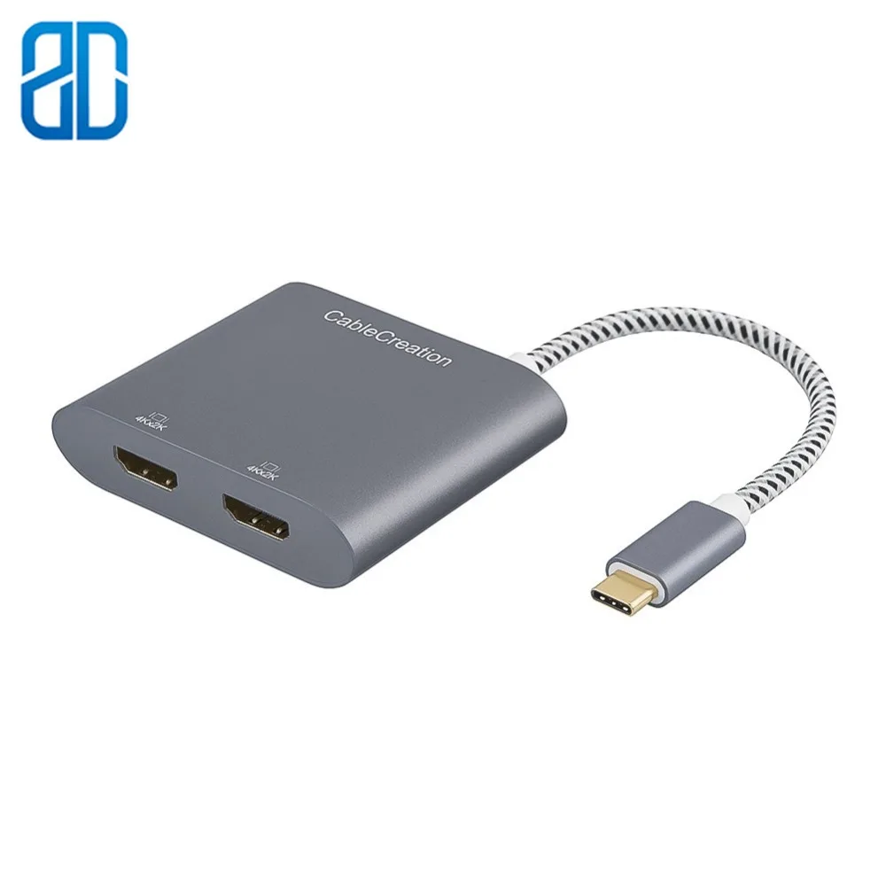 USB-C к двойному HDMI 4K USB Type C 2 HDMI-адаптеру совместим с блоком совместимости/iMac/Chromebook