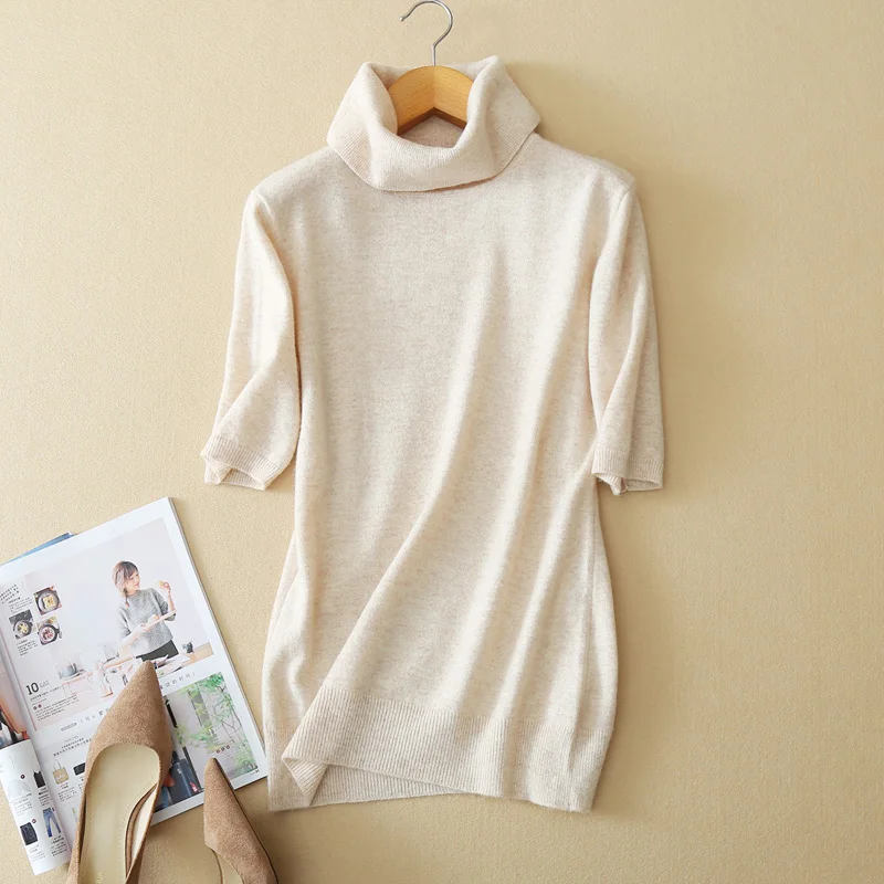 Summer and autumn new ladies cashmere sweater turtleneck sweater short-sleeved solid color simple large size loose comfort
Summer and autumn new ladies cashmere sweater turtleneck sweater short-sleeved solid color simple large size loose comfort