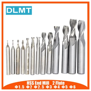 

Carbide End Mill HSS 2 Flutes 7Pcs 1.5 2 2.5 3 4 5 6mm Diameter Milling Cutter Straight Shank Router Bit Set CNC Tools