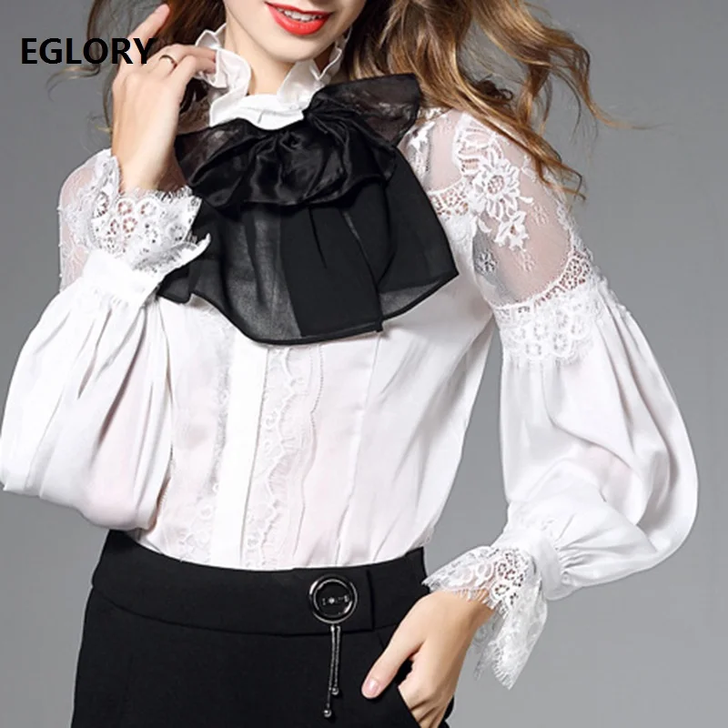 2019 Spring Summer Fashion Blouses Women Elegant Bow Shirt Ladies Sexy Lace Patchwork Lantern Sleeve Vintage Tops Shirt Female
2019 Spring Summer Fashion Blouses Women Elegant Bow Shirt Ladies Sexy Lace Patchwork Lantern Sleeve Vintage Tops Shirt Female