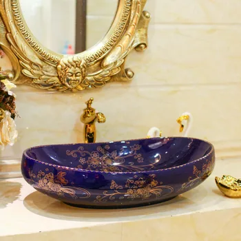 China Classic Painting Antique Ceramic Wash Basin Bathroom Sink hand wash basin cabinet gold flower pattern blue oval
China Classic Painting Antique Ceramic Wash Basin Bathroom Sink hand wash basin cabinet gold flower pattern blue oval