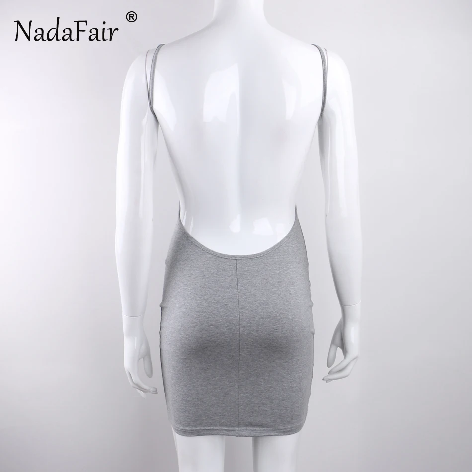 Nadafair 95% Cotton Spaghetti Strap Black Sexy Club Backless Bodycon Dress Women Summer Beach Casual Mini Dress 21