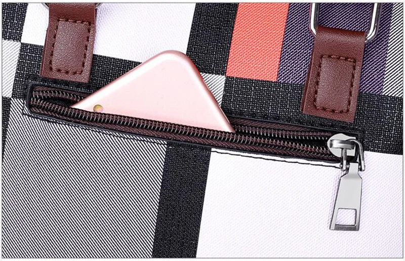 Women's Handbag Plaid with tassel Set of 4 pieces (TWH25) Handbag 23 x 12 x 25 Shoulder bag 14 x 7 x 20 Coin holder Card holder