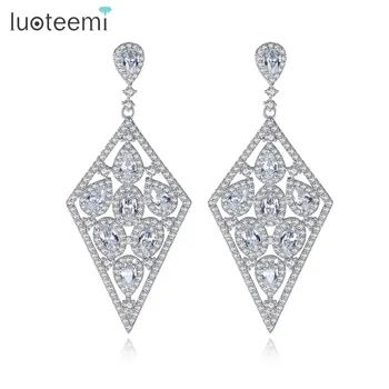 Luoteemi Luxury Bridal Silver Color Geometric Tear Drop Cubic Zirconia Fashion Dangle Earring for Women Party Wedding Jewelry
Luoteemi Luxury Bridal Silver Color Geometric Tear Drop Cubic Zirconia Fashion Dangle Earring for Women Party Wedding Jewelry