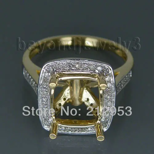 Vintage Solid 14Kt Yellow Gold Cushion Cut Ring 9mm Semi Mount Ring SR138 
Vintage Solid 14Kt Yellow Gold Cushion Cut Ring 9mm Semi Mount Ring SR138