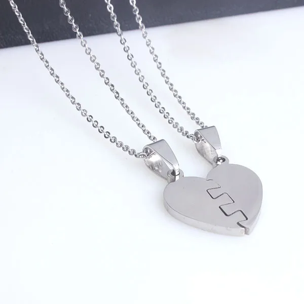 

2015 new product stainless steel unique broken heart lover necklace for couple gift valentine's day