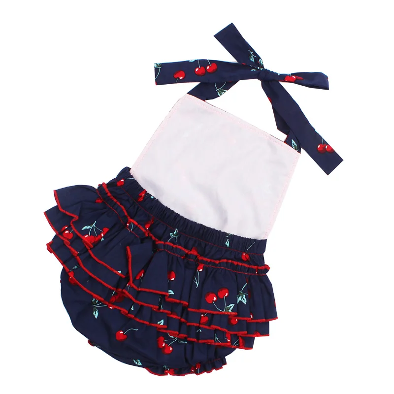 Baby Girl Rompers Set Toddler Cotton Ruffled Romper and Headband Mango Cherry Vintage Children Sunsuit Baby Shower Gift (5)