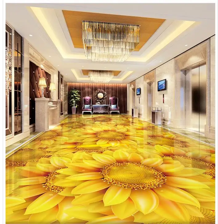 Фото 3D stereoscopic wallpaper floor Sunflowers plant flowers Waterproof mural painting | Обустройство дома
