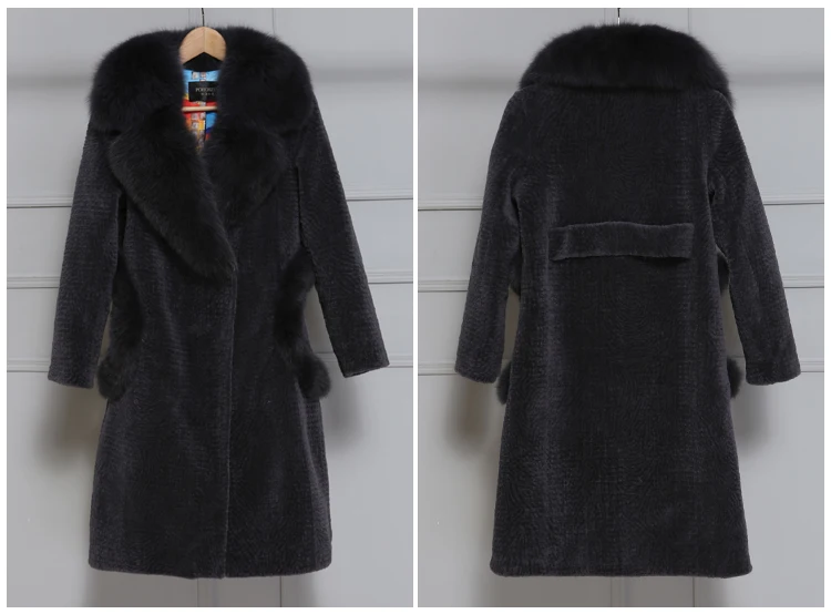 2018 Autumn And Winter Sheep Sheared Coat Women Medium Long Faux Fur Coat High Imitation Fox Fur Collar Manteau Femme Hiver AS080 (13)