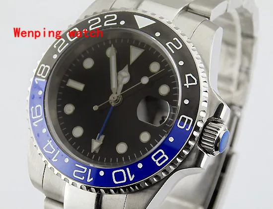 40mm sapphire glass black dial polished stainless steel case deployment buckle GMT Automatic mens fashion Luxury Watch 1465
40mm sapphire glass black dial polished stainless steel case deployment buckle GMT Automatic mens fashion Luxury Watch 1465