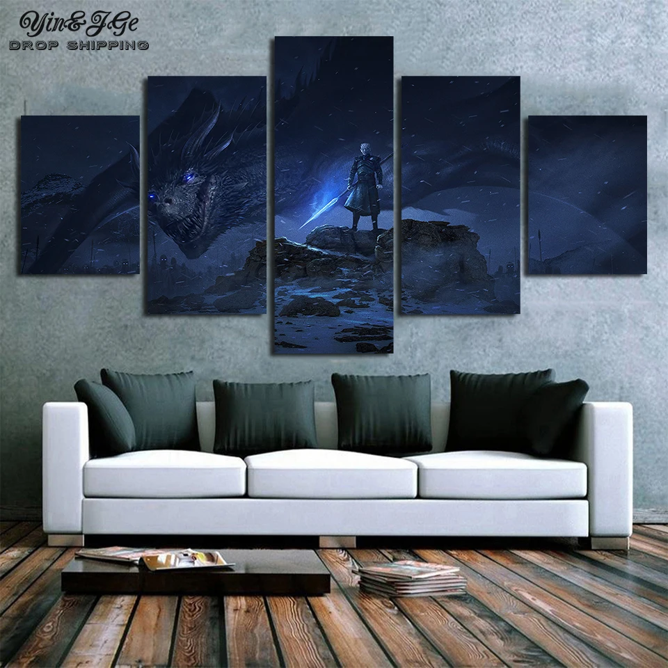 5-Piece-Dragon-Night-King-Game-of-Thrones-Movie-Poster-A-Song-of-Ice-and-Fire