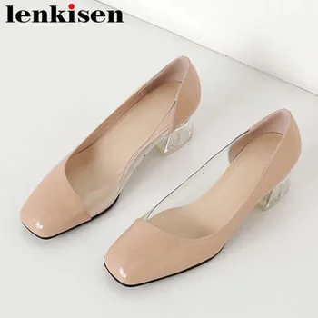 Lenkisen 2019 recommend transparent popular pvc art design square toe chunky med heels slip on genuine leather runway pumps L07
Lenkisen 2019 recommend transparent popular pvc art design square toe chunky med heels slip on genuine leather runway pumps L07