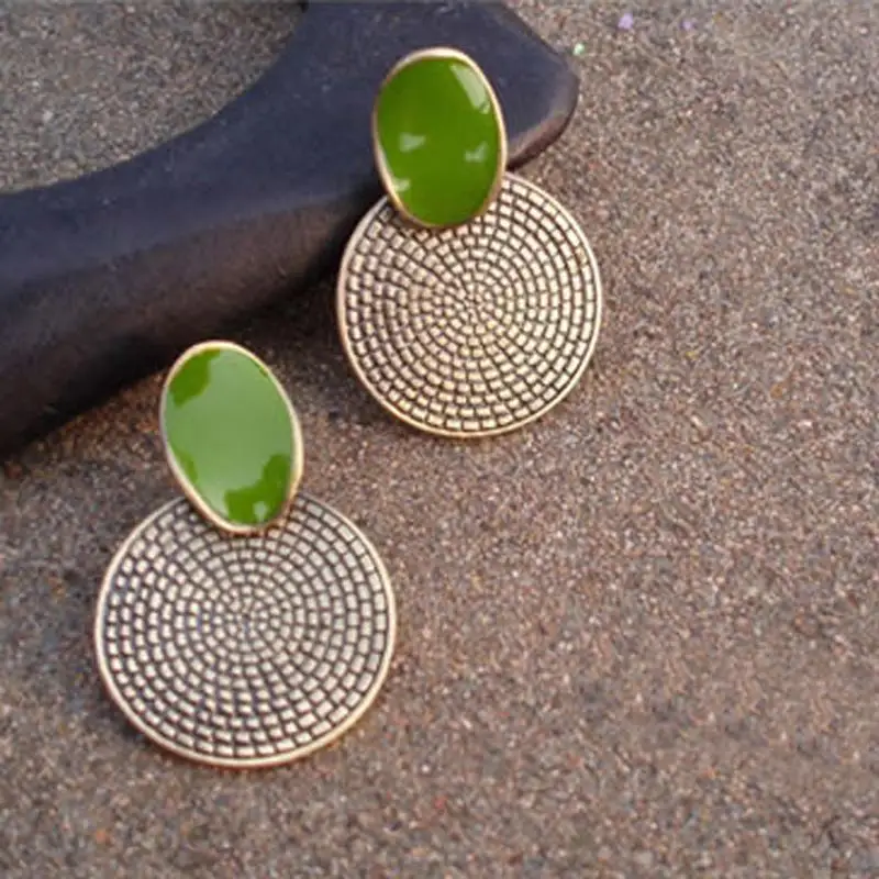 LNRRABC new Women Big Stud Earrings Jewelry Vintage Carved Drop Green Gift Vintage Sale Round earrings oorbellen brincos
LNRRABC new Women Big Stud Earrings Jewelry Vintage Carved Drop Green Gift Vintage Sale Round earrings oorbellen brincos
