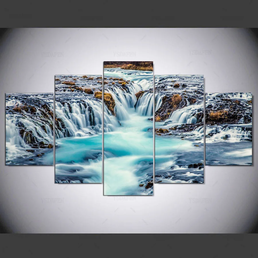 5 panel hd Rivers print canvas art wall framed paintings for living room picture kn-395 | Дом и сад
