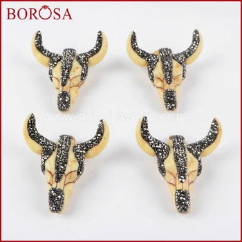 BOROSA Fashion buffalo Head bead, Rhinestone Pave Resin Ox Head Bull Cattle Bead Longhorn Resin Horn Cattle Pendant JAB634
BOROSA Fashion buffalo Head bead, Rhinestone Pave Resin Ox Head Bull Cattle Bead Longhorn Resin Horn Cattle Pendant JAB634