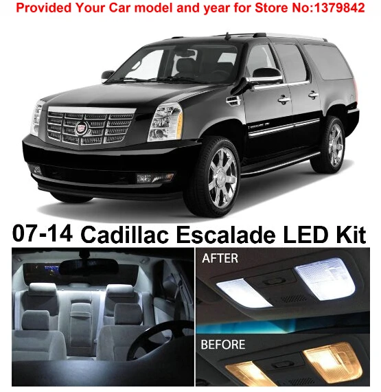 

Free Shipping 12Pcs/Lot car-styling Xenon White Canbus Package Kit LED Interior Lights For Cadillac ESCALADE 2007-2014