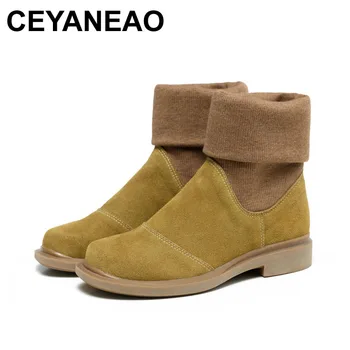 CEYANEAO 2018 New Autumn Winter Shoes Women Boots Genuine Leather Slip On Round Toe 2 Colors 601
CEYANEAO 2018 New Autumn Winter Shoes Women Boots Genuine Leather Slip On Round Toe 2 Colors 601