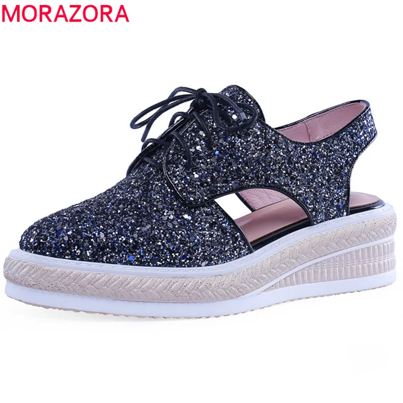 MORAZORA 2019 high quality sequined cloth pumps women shoes lace up slingback summer shoes fashion wedges platform shoes woman
MORAZORA 2019 high quality sequined cloth pumps women shoes lace up slingback summer shoes fashion wedges platform shoes woman