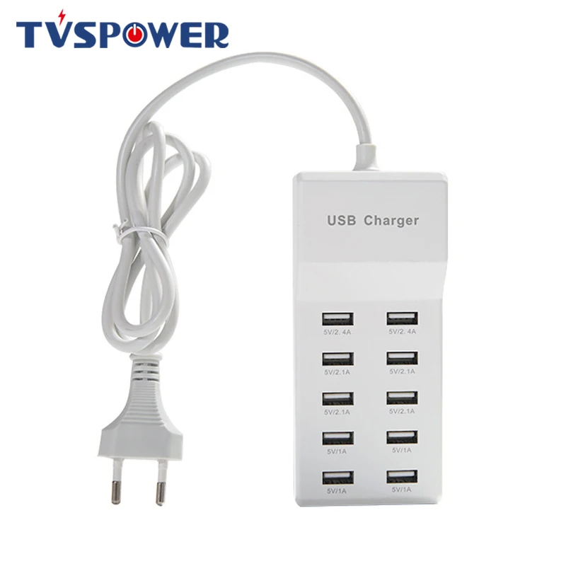 10 USB зарядная станция сплиттер 5V 2.4A мобильный телефон зарядное устройство