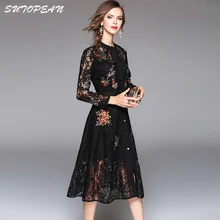 Sutopean Vintage Flora Women's Lace Embroidery Dress Long Sleeve Hollow Out Bow Tie Slim Long Dresses For Woman Vestidos Mujer
Sutopean Vintage Flora Women's Lace Embroidery Dress Long Sleeve Hollow Out Bow Tie Slim Long Dresses For Woman Vestidos Mujer