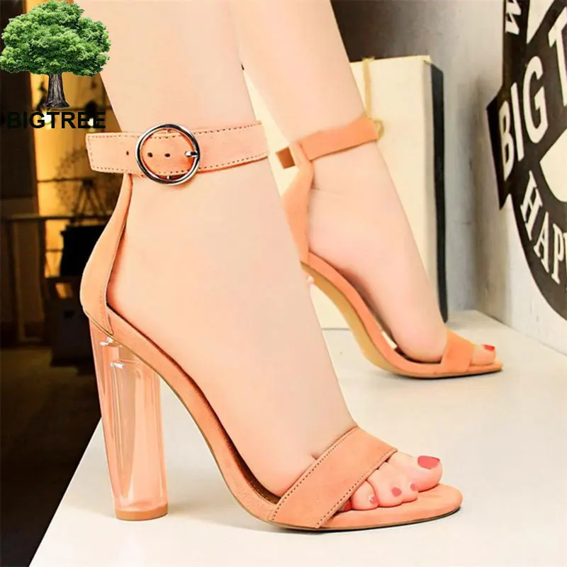 BIGTREE Concise Transparent Crystal Office Sandals Solid Flock Belt Buckle Super High Heels Shoes Open Toe Party Sandal Platform
BIGTREE Concise Transparent Crystal Office Sandals Solid Flock Belt Buckle Super High Heels Shoes Open Toe Party Sandal Platform
