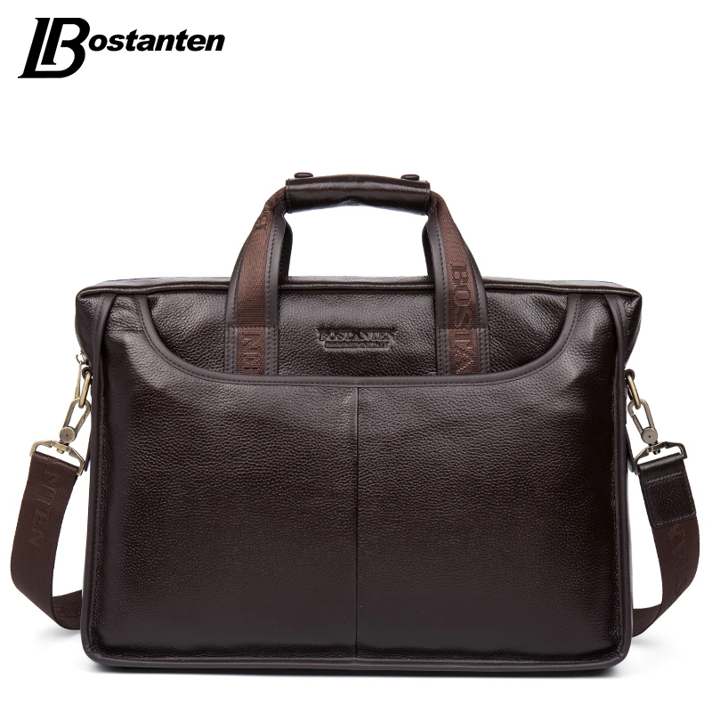 Image Bostanten 2015 New Fashion Genuine Leather Bag Men Famous Brand Shoulder Bag Messenger Bags Men s Travel Bags Laptop Briefcase