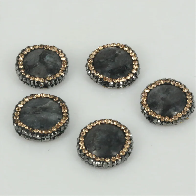 Charms Round Pave Golden Rhinestone Dark Grey Flash Stone Labradorite Connectors Beads For Earrings DIYy Jewelry Making Material
Charms Round Pave Golden Rhinestone Dark Grey Flash Stone Labradorite Connectors Beads For Earrings DIYy Jewelry Making Material