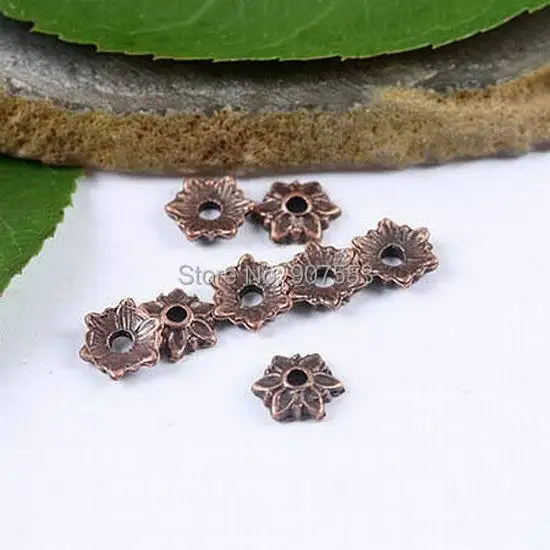 100pcs antiqued copper tone flower spacer bead caps H1940