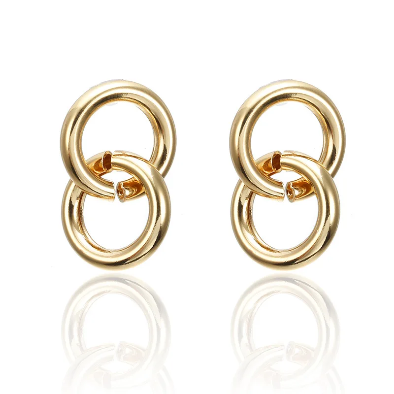 Punk Round Geometric Gold Color Metal Double Circle Drop Earrings Women Bohemian Party Exaggerated Fashion Nightclub Brincos
Punk Round Geometric Gold Color Metal Double Circle Drop Earrings Women Bohemian Party Exaggerated Fashion Nightclub Brincos