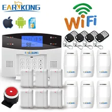 Wifi gsm pstn sistema de alarme sem fio & com fio detectores alarme casa inteligente relé saída app inglês/russo/espanhol/frança/italiano(China)