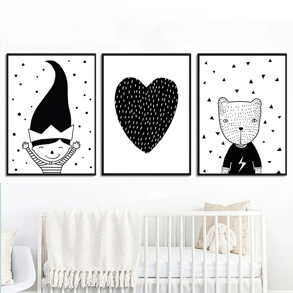 Baby Child Bear Heart Shape Poster Wall Art Canvas Prints Painting Nordic Black White Cartoon Bedroom Home Decor Modular picture
Baby Child Bear Heart Shape Poster Wall Art Canvas Prints Painting Nordic Black White Cartoon Bedroom Home Decor Modular picture