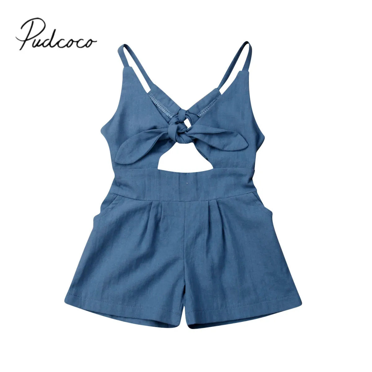 2019 Baby Summer Clothing Kids Baby Girls Bandage Romper Solid Blue Bow Belt Backless Jumpsuit Outfits One-piece Clothes 1-6Y
2019 Baby Summer Clothing Kids Baby Girls Bandage Romper Solid Blue Bow Belt Backless Jumpsuit Outfits One-piece Clothes 1-6Y