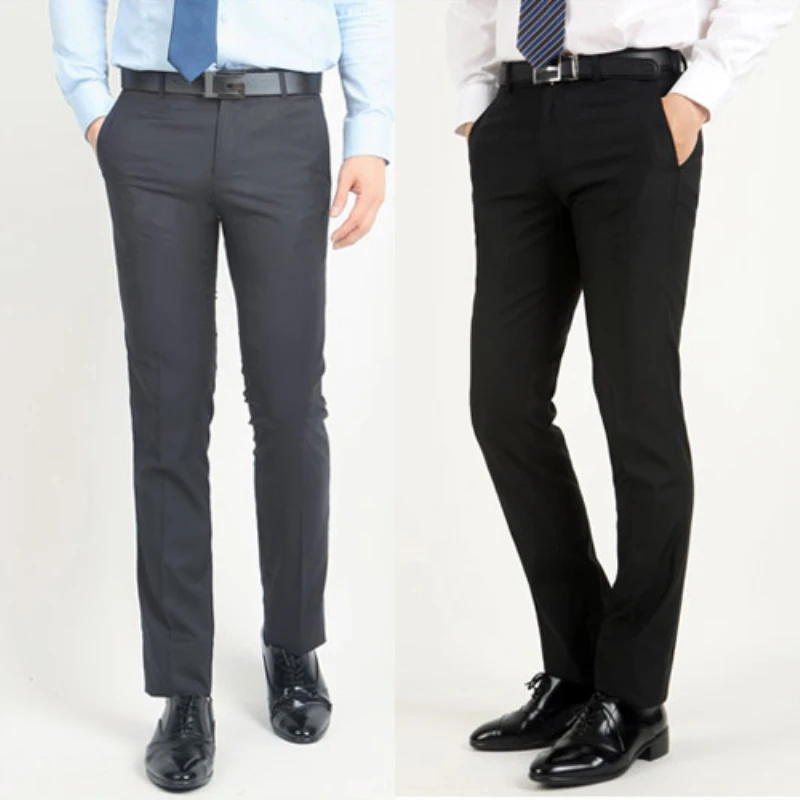Suit Pants Men Casual Slim Fit Trousers Black and Gray Color Mens Pants