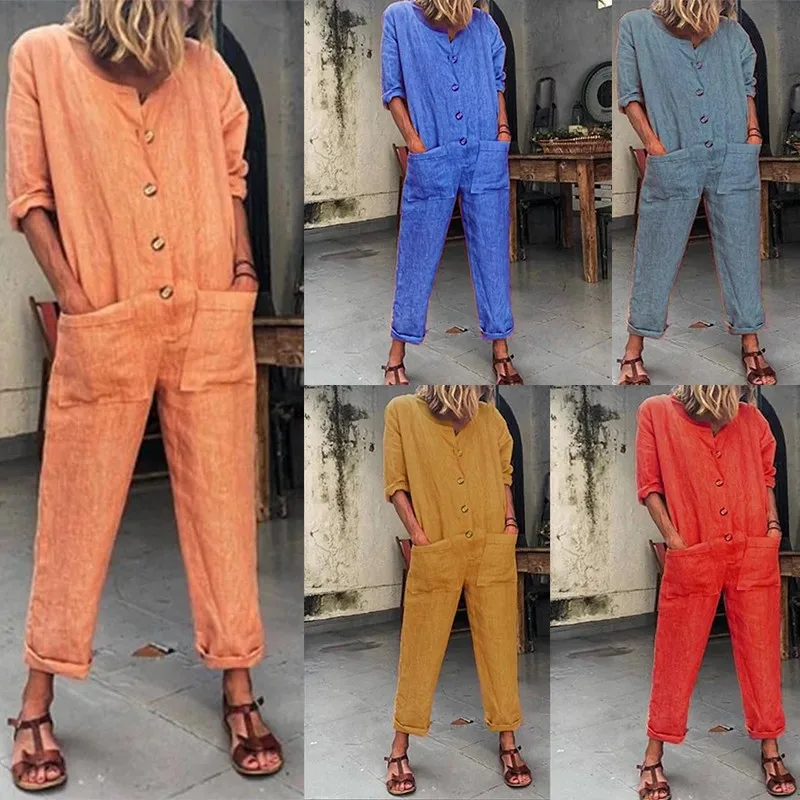 Combinaison Pantalon Femme Romper Women Fashion 2019 Woman Summer Casual Solid Color Button Cotton And Iinen Long Jumpsuit Z4
Combinaison Pantalon Femme Romper Women Fashion 2019 Woman Summer Casual Solid Color Button Cotton And Iinen Long Jumpsuit Z4