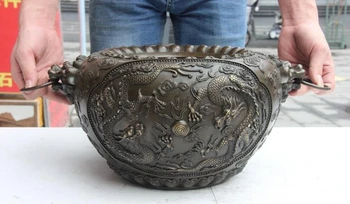 China Bronze Copper Dynasty Palace Lion Head Two Dragon Pot Bowl Jar Vase Censer
China Bronze Copper Dynasty Palace Lion Head Two Dragon Pot Bowl Jar Vase Censer