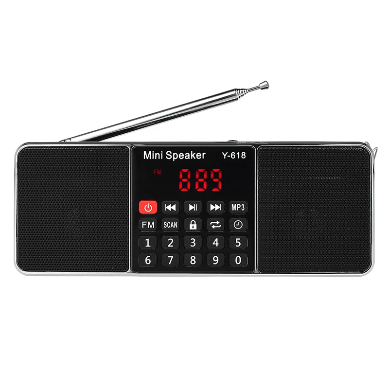 Y-618 Mini Fm Radio Digital Portable Dual 3W Stereo Speaker Mp3 Audio Player High Fidelity Sound Quality W/ 2 Inch Display Scr
Y-618 Mini Fm Radio Digital Portable Dual 3W Stereo Speaker Mp3 Audio Player High Fidelity Sound Quality W/ 2 Inch Display Scr