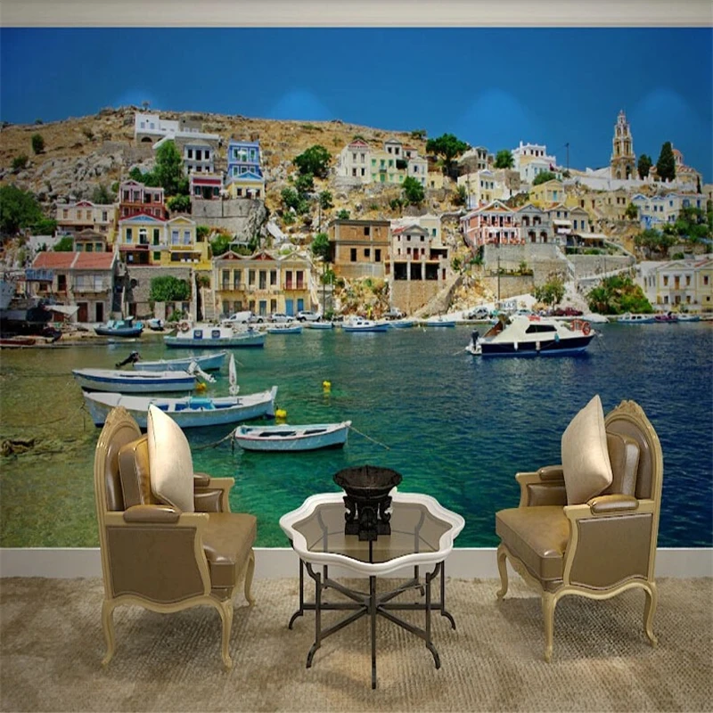 

beibehang mural wallpaper Modern three-dimensional European Mediterranean living room bedroom TV background 3d photo wallpaper