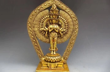 Tibet Temple Bronze Gild Eleven-faced 1000 Armed Avalokitesvara Kwan-yin Statue
Tibet Temple Bronze Gild Eleven-faced 1000 Armed Avalokitesvara Kwan-yin Statue