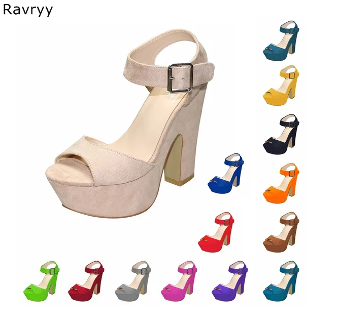 Woman sandals suede leather red green yellow purple summer platform heels ankle buckle Sexy Pumps square heel female dress shoes
Woman sandals suede leather red green yellow purple summer platform heels ankle buckle Sexy Pumps square heel female dress shoes